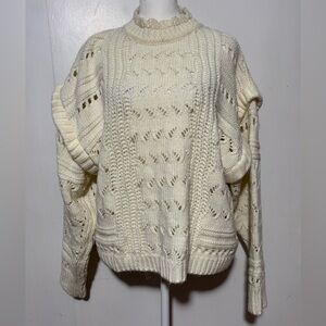 Line & Dot, Cream Cable Knit Sweater Size M